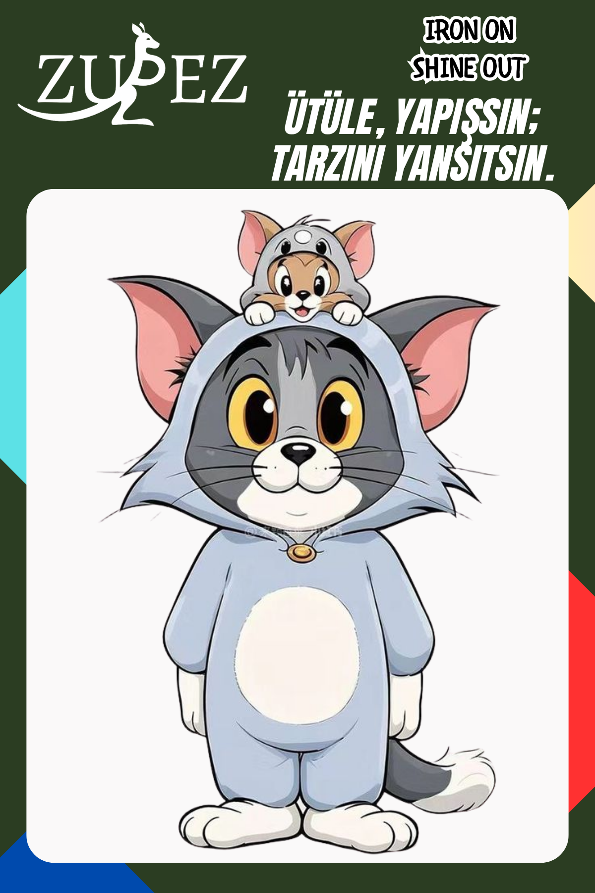 Komik Kedi Desenli Dijital Baskı | Kumaş ve Tişört için Ütüyle Yapışan Transfer Baskı Kağıdı