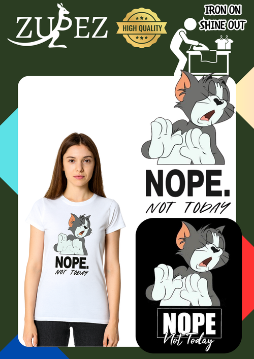 Nope Not Today Kedi Baskılı Ütüyle Yapışan Transfer, Giysi ve Çanta için Dekoratif Kumaş Yaması