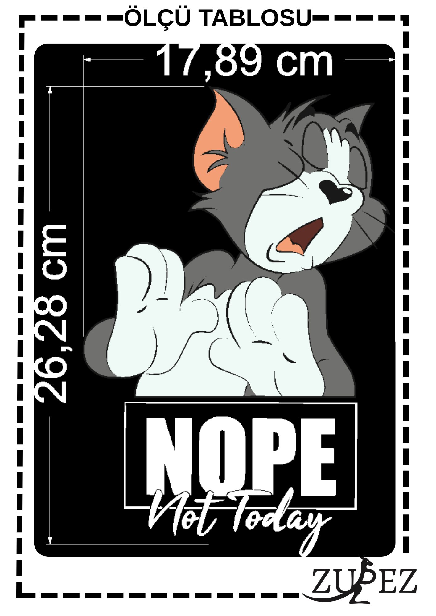 Nope Not Today Kedi Baskılı Ütüyle Yapışan Transfer, Giysi ve Çanta için Dekoratif Kumaş Yaması