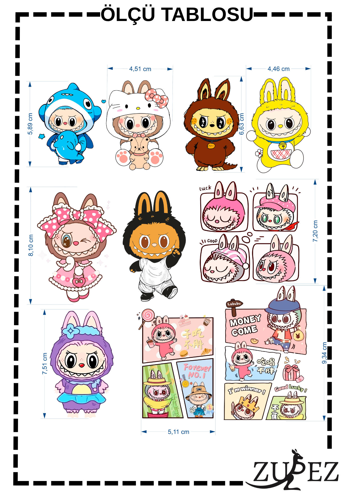 Sevimli Kawaii Figürlü Ütüyle Yapışan Arma Seti | Kıyafet ve Tekstil için Yüks