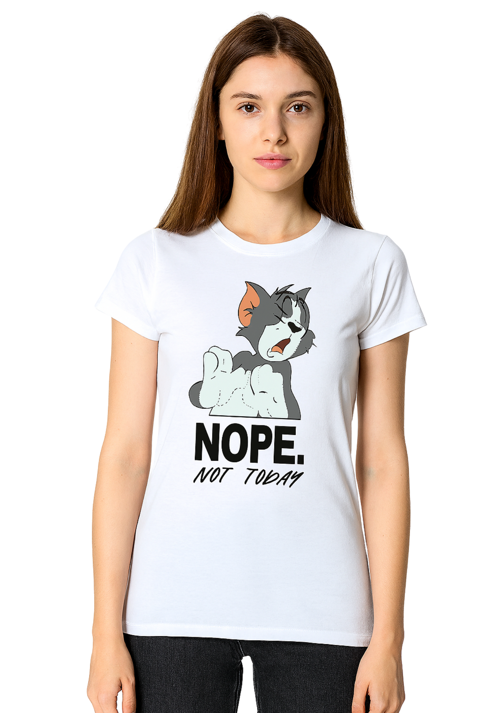 Nope Not Today Kedi Baskılı Ütüyle Yapışan Transfer, Giysi ve Çanta için Dekoratif Kumaş Yaması