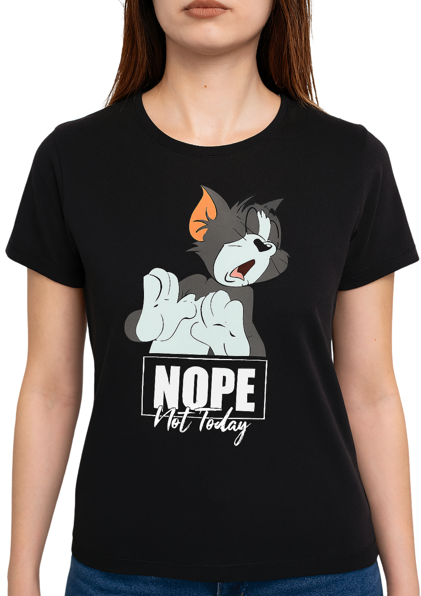 Nope Not Today Kedi Baskılı Ütüyle Yapışan Transfer, Giysi ve Çanta için Dekoratif Kumaş Yaması